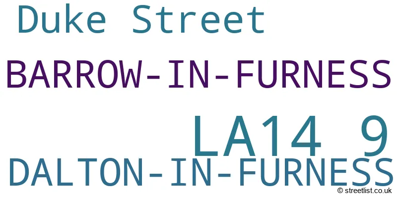 A word cloud for the LA14 9 postcode